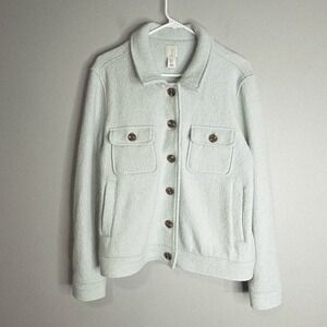 Joie Jacket Women L Mint Green Blue Wool Blend Button Front Boxy Cropped Shacket